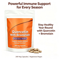 Capsules végétales OEM Quercétine avec Bromélaïne, Complément alimentaire de soutien immunitaire sous marque privée, 240 capsules