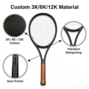 Raqueta de Tenis OEM 100% Fibra de Carbono sin Cuerdas, Ligera y Profesional para Entrenamiento de Adultos - Product Image 4