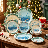Assiette jetable en papier découpée, en pâte de bois vierge, impression multicolore, forme et style personnalisables pour banquets et anniversaires