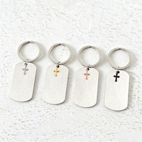 Ywyougang Porte-clés double couleur avec pendentif croix et plaque d'identification, gravure laser personnalisée, thème chrétien, accessoire pour clés de voiture
