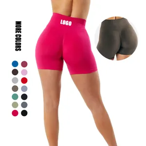 2022 Athletic Apparel Manufacturer Women Nylon Spandex Seamless Contour High Waisted Gym Sportswear Scrunch Butt Yoga Shorts