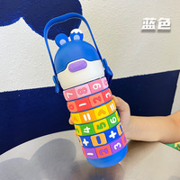 Haute qualité 430ML Portable Sippy tasse pour garçons filles mignon bouteille en plastique poignée de paille pour l'école voyage Camping Applicable