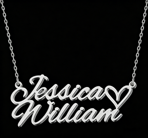 Collier en acier inoxydable étanche, artisanat métallique très vendu, collier personnalisé avec nom en acier inoxydable pour Jessica & <span class=keywords><strong>William</strong></span> - Product Image 1