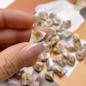 Two Tone Imitation Seashell Irregular Triangular <b>Beads</b> <b>Plastic</b> Resin DIY Keychain Mobile Phone Strap Ornament - Product Image 4