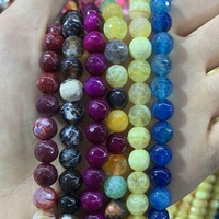 Perles en pierre d'agate de feu facettées faites à la main en gros, 6, 8, 10, 12 mm, rondes, colorées, tendance, pour la fabrication de bijoux DIY