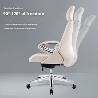 Chaise de bureau de direction en cuir de luxe, ergonomique, dossier haut, pivotante, avec appui-tête réglable pour les réunions d'affaires