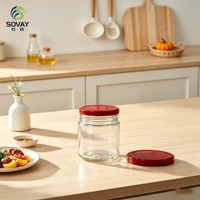 Stoples Kaca Bening Mulut Lebar 200ml untuk Rempah-rempah, Bumbu, Herbal, Selai dalam Jumlah Kecil