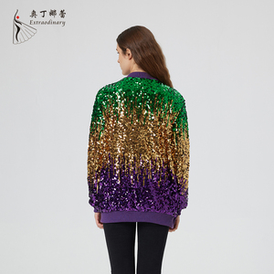 Fashion Women Coat <strong>Glitter</strong> Reversible Mardi Gras Outfit Sequin <strong>Jacket</strong> - Product Image 6