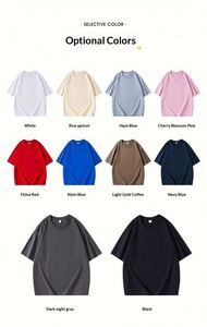 260g Large Pure Cotton Solid Casual Shoulder-<b>drop</b> Sleeve T-shirt Youth Leisure Sports Loose Fit Oversized T Shirts - Product Image 2