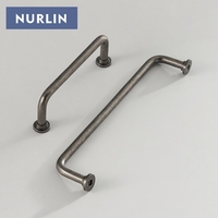 Nurlin laiton massif Antique argent Antique rond arqué poignée armoire boutons armoire porte vestiaire Style rétro tirer