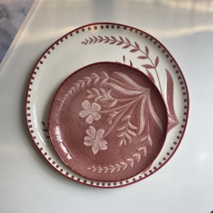 Plato de Cerámica con Diseño de Plantas, Estilo Francés Vintage, Resistente, para Uso Doméstico, Grande, para Bistec, <span class=keywords><strong>Pasta</strong></span>, Ensalada, Postre, Apto para Microondas y Lavavajillas - Product Image 2