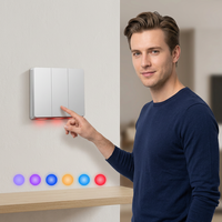 Interrupteur mural intelligent Zigbee Wi-Fi à bouton-poussoir 3 gangs, compatible Alexa Google Home, max 240V 16A, en verre, Smart Life