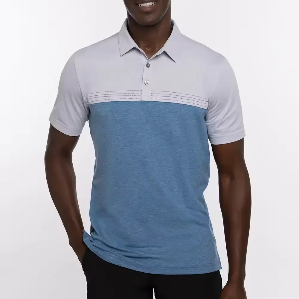 Kaus Golf kaus Polo desain baru OEM kaus Golf Vintage kaus Golf blok warna Label pribadi untuk pria