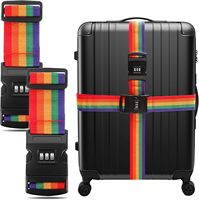 Lot de 2 sangles de bagage OEM pour valises, 5 x 200 cm, réglables, avec cadenas à combinaison, sangles de bagage durables