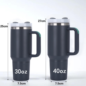 40 oz grande in acciaio inox bottiglia di acqua tazza di caffè a prova di spillamento con manico con tappo e paglia riutilizzabili bicchieri isolati - Product Image 2