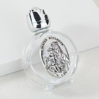 Bouteilles en verre gaufrées de 15 ml pour eau bénite, en métal plaqué or et argent, avec motifs chrétiens catholiques (Jésus, Vierge Marie, Michel, Benoît)