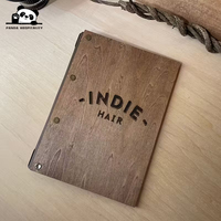 Carpeta de Menú Clásica con Cordón Elástico, Tamaño A4, Logotipo Grabado Personalizado, Cubierta de Madera, Elegante, para Restaurante u Hotel