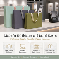 Sacs shopping en papier d'art imprimés sur mesure avec logos et poignées en ruban long pour les expositions, les salons professionnels, les conférences, les cadeaux promotionnels