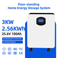Système de Stockage d'Énergie Solaire Hybride Tout-en-un au Lithium LiFePO4 48V 100Ah 2.56kWh avec Onduleur, BMS et RS485, sur Pied