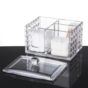Modern Home Essential Acrylic Clear Storage Containers Cotton Pad Ball Swabs Makeup Holder With Durable Material
