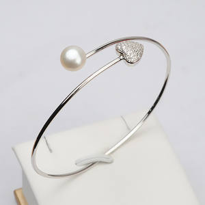 S925 <b>Silver</b> Fine <b>Beaded</b> <b>Bracelet</b> Women's Heart-Shape DIY Pearl Jewelry with 498 Accessories - Product Image 2