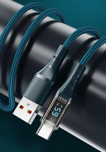 <span class=keywords><strong>Super</strong></span> Charge 65W 5A USB Type C Câble de Charge Rapide Transparent avec Affichage LED Veste en Nylon pour Huawei pour Xiaomi OPPO VIVO - Product Image 4