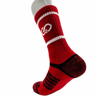 Chaussettes de sport en polyester rouge, respirantes, pour hommes et femmes, pour la course à pied, le football, le basketball, l'entraînement, jacquard, athlétiques