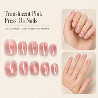 K900 Kaixin – Faux ongles roses translucides en gros, sur mesure, en forme de haricot, finition brillante, fournitures pour ongles roses
