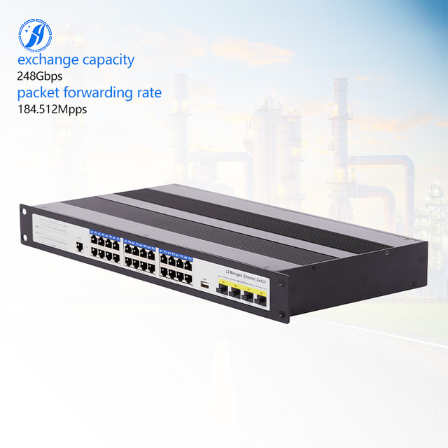 Industrial Grade 1U 24+4 Gigabit L3 Managed POE Switch (400W) High-Power Rugged Railway Surveillance IoT Gateways PC