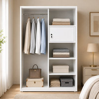 Armoire à vêtements moderne en métal avec porte miroir, panneau imprimé personnalisé, tringle de suspension, étagères et rangement verrouillable en acier