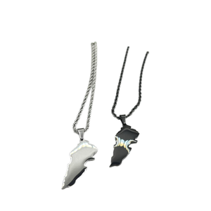 <span class=keywords><strong>Liban</strong></span> Carte colliers Art Gift, Libanais Bijoux collier Unisexe Bijoux hommes pendentif acier inoxydable or 18k corde chaîne lien - Product Image 1
