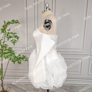 Foto reali di alta qualità con volant Organza <span class=keywords><strong>Mini</strong></span> abito <span class=keywords><strong>da</strong></span> <span class=keywords><strong>sposa</strong></span> per <span class=keywords><strong>sposa</strong></span> 2024 elegante raso corto fidanzamento dopo abito <span class=keywords><strong>da</strong></span> festa - Product Image 5