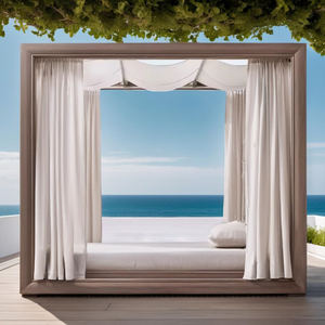 Mobili da esterno patio lettino Teak Daybed doppia Chaise longue con baldacchino - Product Image 1