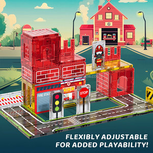 Stelo Montessori giocattoli tessere magnetiche 3D blocco magnetico da costruzione giocattolo educativo fatto da te tessere magnetiche Puzzle tema pompiere <span class=keywords><strong>regalo</strong></span> - Product Image 2