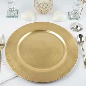 Wholesale Bulk 13 Inch Shiny Wedding Gold Charger Plates Modern Charger Plates Plastic For Party And Wedding