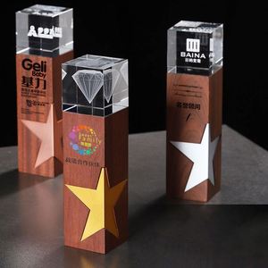 Trofeo de Madera Sólida de Alta Gama Personalizado, Medallas de Madera y Cristal para Regalos de Lujo - Product Image 3