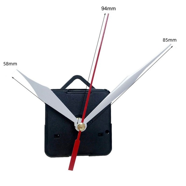 Hanging Art Deco Quartz Wall Clock Parts with Silent Movement White Hand Red Seconds Battery Powered