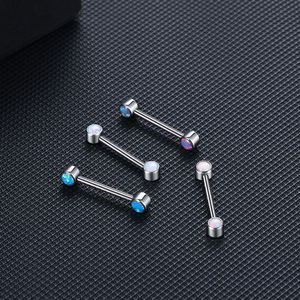 Anneaux de piercing pour tétons en titane G23 avec filetage interne, anneaux de piercing pour langue en opale, barres industrielles pour hélix, bijoux de piercing - Product Image 3
