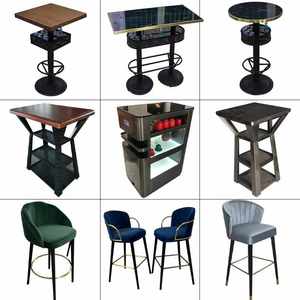 Mesa Alta de <span class=keywords><strong>Bar</strong></span> y Sillas de Acero Inoxidable con Superficie de Vidrio, Diseño Vintage Personalizado - Product Image 4