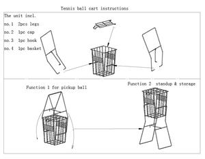 Tolva de carro de pelotas de tenis de acero portátil Equipo de almacenamiento y gestión de entrenamiento eficiente - Product Image 6