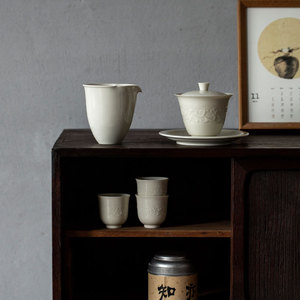 Ding Ware White Porcelain <b>Teacup</b> With Lotus Scroll Design Small Kung Fu Tea Cup Master Cup Ceramic Cups Dehua County - Product Image 5