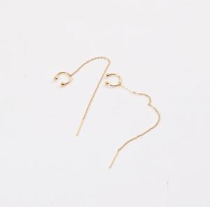 Boucles d'oreilles minimalistes en or personnalisées en <span class=keywords><strong>acier</strong></span> <span class=keywords><strong>inoxydable</strong></span> pour femmes et adolescentes, cadeau tendance, délicates, avec chaîne, boucles d'oreilles à enfiler - Product Image 2