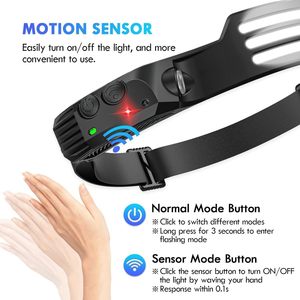 Lightweight Emergency Led Headlamp Rechargeable Usb Waterproof 350 Lumens Cob 230 Degrees Dimmable <b>Motion</b> <b>Sensor</b> Warm White - Product Image 4