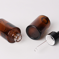 Flacon compte-gouttes en verre de luxe personnalisé, vide, à épaule plate, 1oz 20ml 30ml 50ml 100ml, pour huile à barbe et sérum capillaire, avec boîte d'emballage