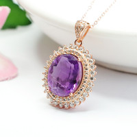 Aiyu Vente en Gros Pendentif en Argent S925 Incrusté d'Améthyste Naturelle Bijoux en Pierres Précieuses Diffusion en Direct d'Usine S2110608A