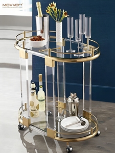 Carro móvil comercial nórdico de gama alta, mesa de comedor acrílica transparente de acero inoxidable para hoteles, muebles de sala de estar - Product Image 6