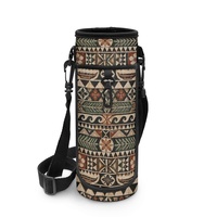Sac de transport portable pour bouteille d'eau avec motif géométrique de l'île Masi Tapa pour les voyages et la randonnée