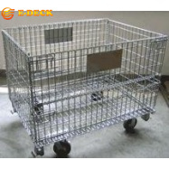 Cage en fil métallique pliable et empilable galvanisée avec roues