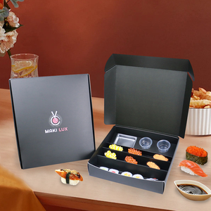Caja de embalaje de sushi para llevar Caja de sushi para llevar Embalaje de pan de comida Tablero de marfil con división Tamaño personalizado Impreso Desechable - Product Image 4
