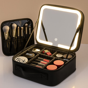 Led Illuminated Cosmetic Bag Large Capacity <b>Makeup</b> <b>Case</b> With Mirror Portable Travel Beauty Organizer For Women - Product Image 1